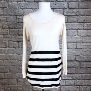 Madewell Striped Dolman Tunic Tee in Black & Ivory